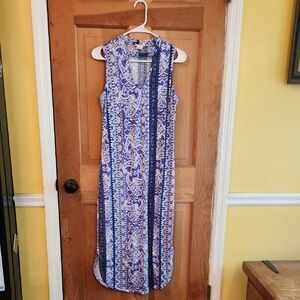 Ultra Flirt Blue and White Paisley Midi Dress